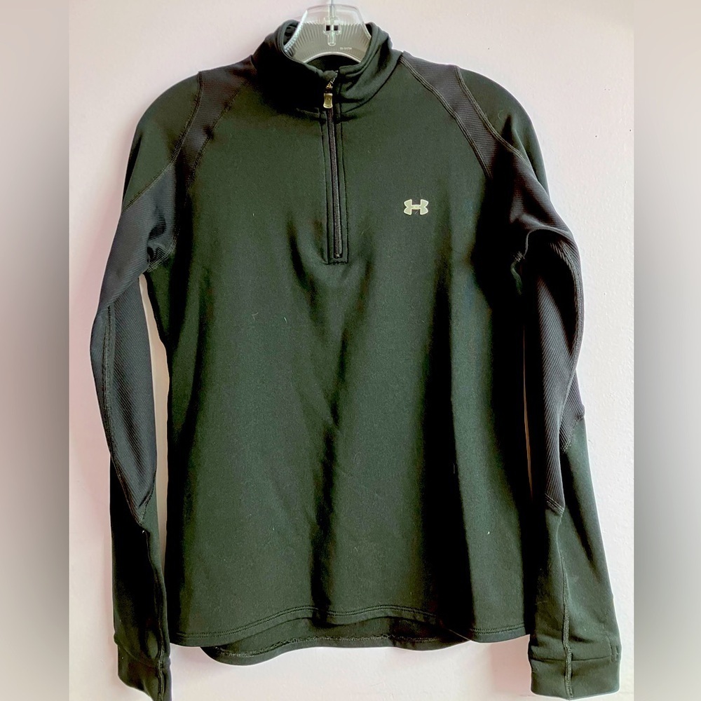 Under Armour Women’s Activewear Pullover Top, Medium, Black, Quarter Zipper